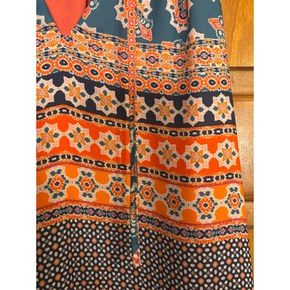 Willi Smith Boho Print Sleeveless Shift Dress M Lined Summer Festival Beach - Picture 3 of 6